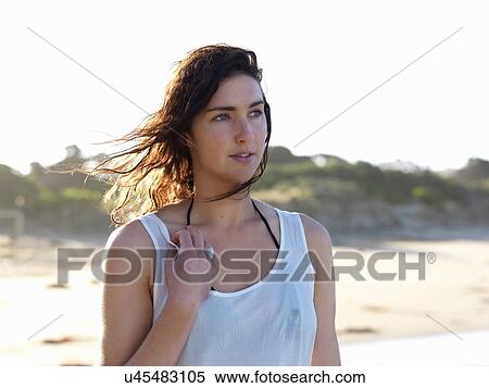 "Woman enjoying beach, Roadknight, Victoria, Australia" View Large Photo Image Stock Photography - "Woman enjoying beach, Roadknight, Victoria, Australia". Fotosearch