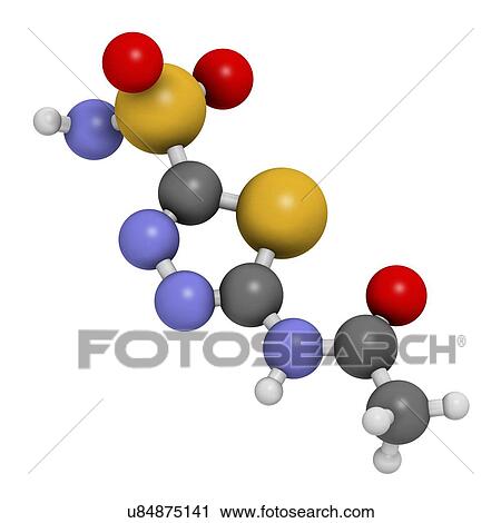 Clip Art - Acetazolamide diuretic drug molecule. Fotosearch
