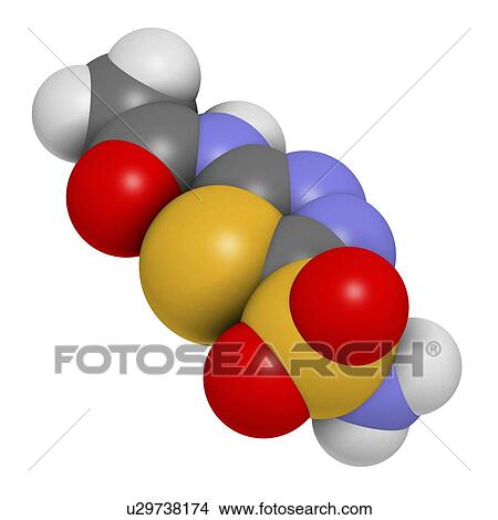 Stock Illustration - Acetazolamide diuretic drug molecule. Fotosearch