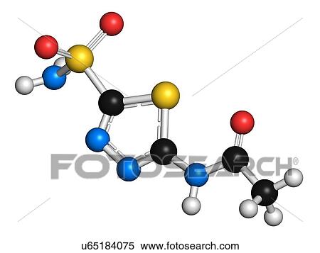 Stock Illustration - Acetazolamide diuretic drug molecule. Fotosearch