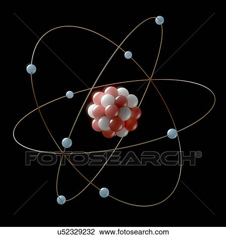 Drawing - "Atomic model, illustration". Fotosearch
