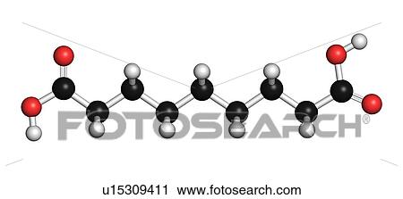 Azelaic acid (nonanedioic acid) molecule View Large Illustration Clip Art - Azelaic acid (nonanedioic acid) molecule. Fotosearch