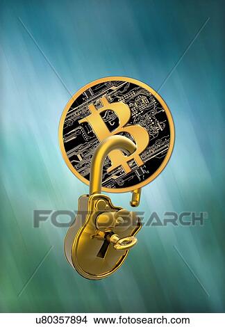 Stock Illustration - "Bitcoin and padlock, illustration". Fotosearch