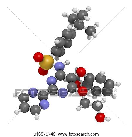 Bosentan hypertension drug molecule View Large Illustration Drawing - Bosentan hypertension drug molecule. Fotosearch