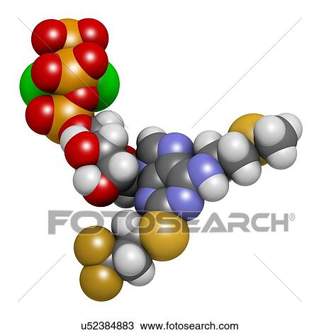 Drawing - Cangrelor antiplatelet drug molecule. Fotosearch