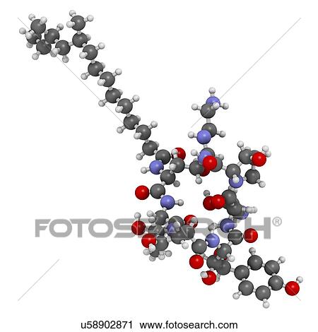Caspofungin antifungal drug molecule View Large Illustration Clip Art - Caspofungin antifungal drug molecule. Fotosearch