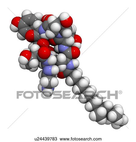 Drawing - Caspofungin antifungal drug molecule. Fotosearch
