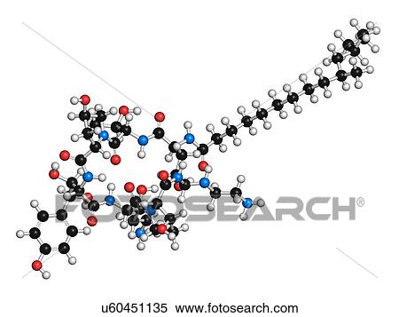Stock Illustration - Caspofungin antifungal drug molecule. Fotosearch