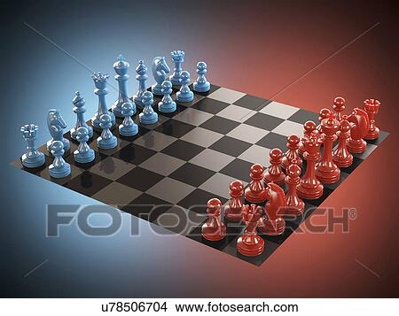 Stock Illustration - "Chess board and pieces, illustration". Fotosearch