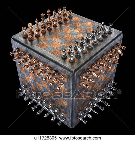 Stock Illustration - "Chess board in a cube shape, illustration". Fotosearch