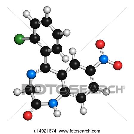 Stock Illustration - Clonazepam benzodiazepine drug molecule. Fotosearch