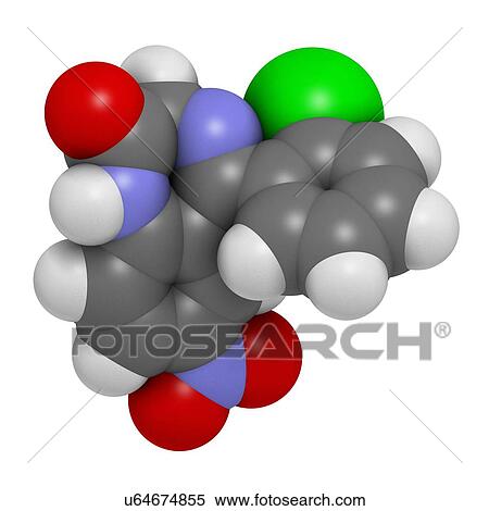 Stock Illustration - Clonazepam benzodiazepine drug molecule. Fotosearch