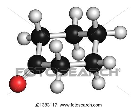 Stock Illustration - Cyclohexanone organic solvent molecule. Fotosearch