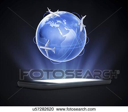 Clipart - "Global travel, illustration". Fotosearch
