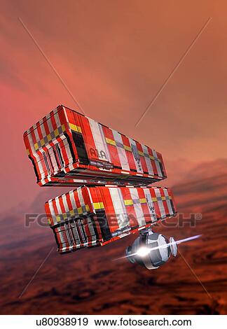 Stock Illustration - "Industrial vehicles on Mars, illustration". Fotosearch