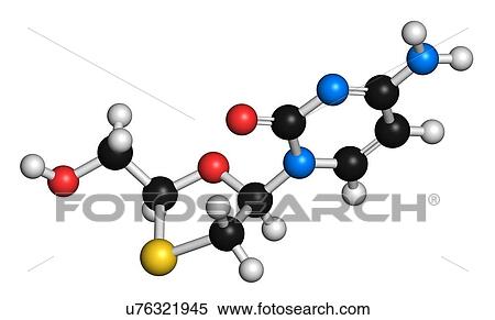 Stock Illustration - Lamivudine (3TC) antiviral drug molecule. Fotosearch