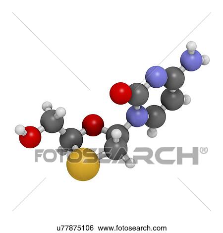 Stock Illustration - Lamivudine (3TC) antiviral drug molecule. Fotosearch