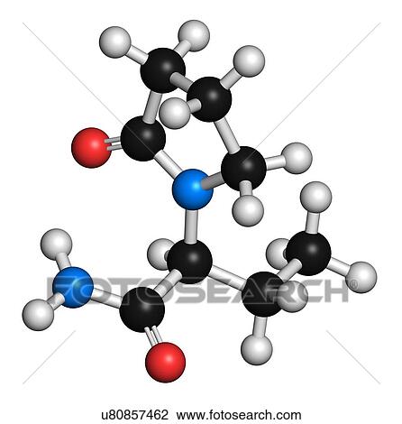 Drawing - Levetiracetam epilepsy drug molecule. Fotosearch