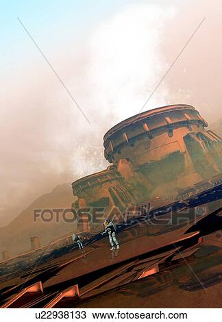 "Martian colony, illustration" View Large Illustration Drawing - "Martian colony, illustration". Fotosearch