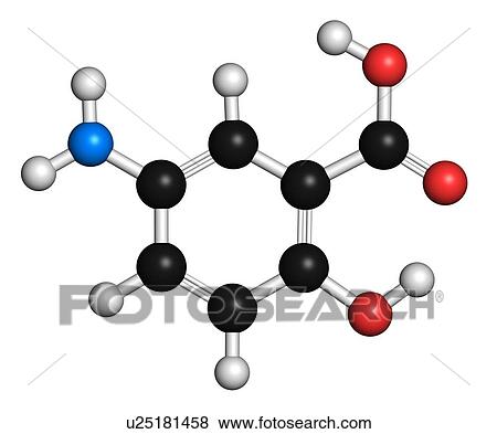 Stock Illustration - Mesalazine bowel disease drug molecule. Fotosearch