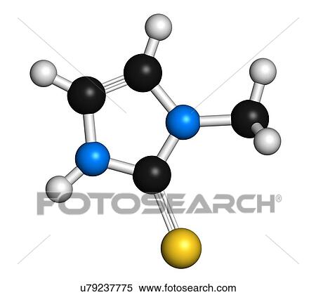 Stock Illustration - Methimazole hyperthyroidism drug molecule. Fotosearch