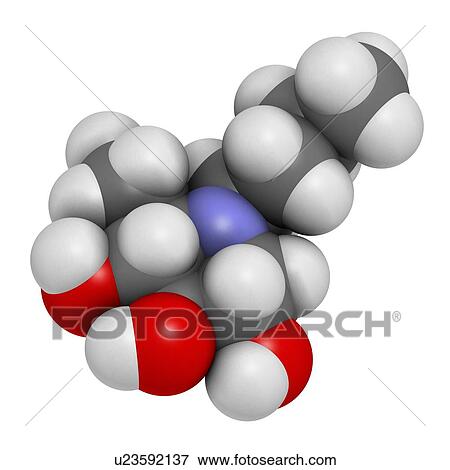 Stock Illustration - Miglustat Gaucher disease drug molecule. Fotosearch