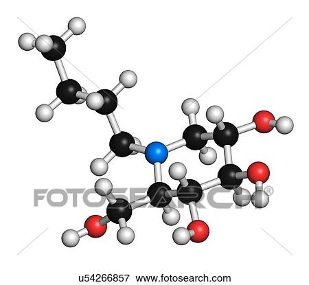 Stock Illustration - Miglustat Gaucher disease drug molecule. Fotosearch