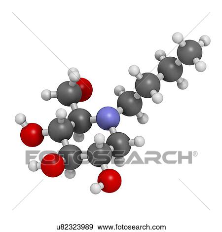 Miglustat Gaucher disease drug molecule View Large Illustration Stock Illustration - Miglustat Gaucher disease drug molecule. Fotosearch