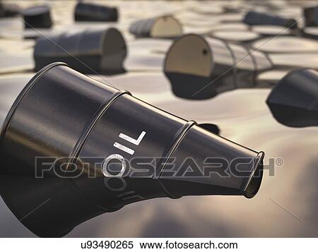 "Oil barrels floating, illustration" View Large Illustration Stock Illustration - "Oil barrels floating, illustration". Fotosearch