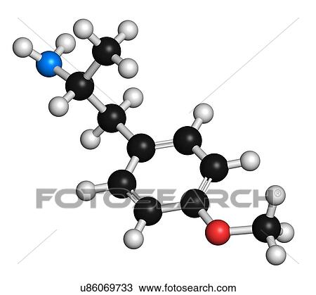 Drawing - p-methoxyamphetamine hallucinogenic drug. Fotosearch