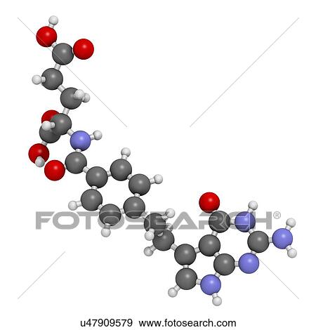 Stock Illustration - Pemetrexed lung cancer drug molecule. Fotosearch