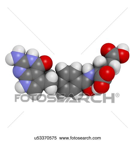 Stock Illustration - Pemetrexed lung cancer drug molecule. Fotosearch
