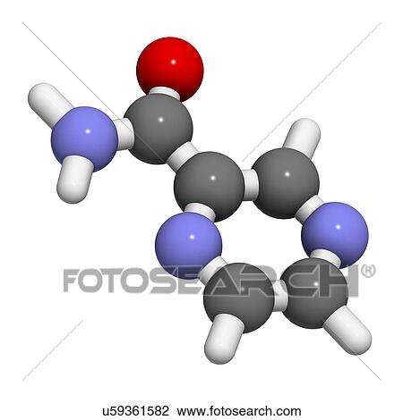 Pyrazinamide tuberculosis drug molecule View Large Illustration Drawing - Pyrazinamide tuberculosis drug molecule. Fotosearch