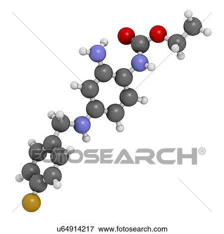 Stock Illustration - Retigabineanticonvulsant drug molecule. Fotosearch
