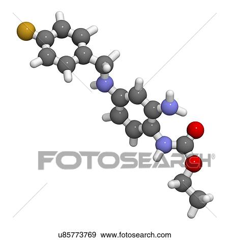 Stock Illustration - Retigabineanticonvulsant drug molecule. Fotosearch