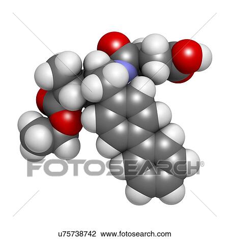 Drawing - Sacubitril hypertension drug molecule. Fotosearch