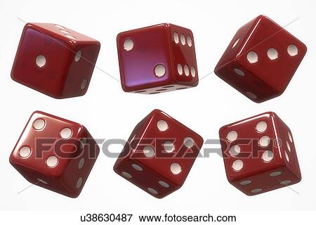 Stock Illustration - "Six red di, illustration". Fotosearch
