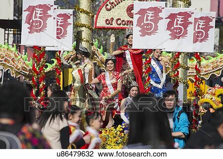 Stock Image - "115th Golden Dragon Parade, Chinese New Year, 2014, Year of the Horse, Los Angeles, California, USA". Fotosearch