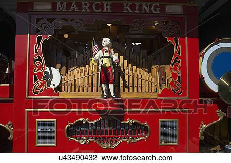 Stock Image - "Antique March King conducts, St. Patrick's Day Parade, 2014, South Boston, Massachusetts, USA". Fotosearch