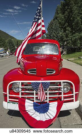"Antique Red Truck and US Flag, July 4, Independence Day Parade, Telluride, Colorado, USA" View Large Photo Image Stock Photography - "Antique Red Truck and US Flag, July 4, Independence Day Parade, Telluride, Colorado, USA". Fotosearch