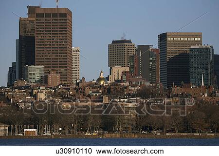 "Boston Skyline in winter on half frozen Charles River, Massachusetts, USA" View Large Photo Image Stock Image - "Boston Skyline in winter on half frozen Charles River, Massachusetts, USA". Fotosearch