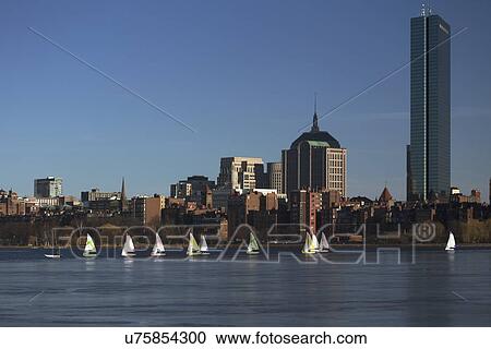 "Boston Skyline, sail boats and Prudential Bld. in winter on half frozen Charles River, Massachusetts, USA" View Large Photo Image Stock Image - "Boston Skyline, sail boats and Prudential Bld. in winter on half frozen Charles River, Massachusetts, USA". Fotosearch