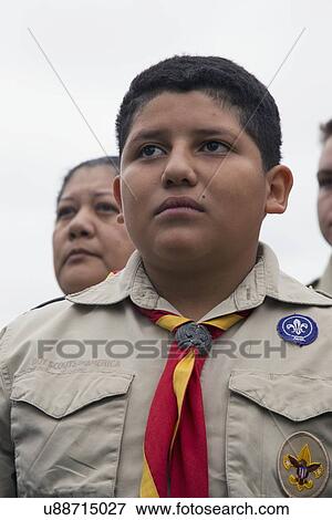 Stock Photo - "Boyscout faces at 2014 Memorial Day Event, Los Angeles National Cemetery, California, USA". Fotosearch