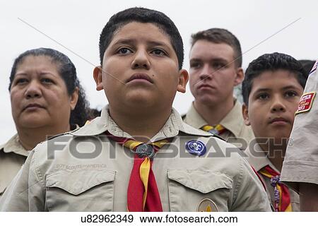 Stock Photo - "Boyscout faces of all age at 2014 Memorial Day Event, Los Angeles National Cemetery, California, USA". Fotosearch