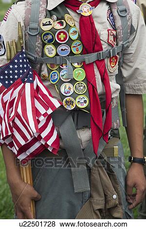 "Boyscout merit bades and US Flags at 2014 Memorial Day Event, Los Angeles National Cemetery, California, USA" View Large Photo Image Stock Photo - "Boyscout merit bades and US Flags at 2014 Memorial Day Event, Los Angeles National Cemetery, California, USA". Fotosearch