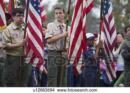 "Boyscouts display US Flag at solemn 2014 Memorial Day Event, Los Angeles National Cemetery, California, USA" View Large Photo Image Picture - "Boyscouts display US Flag at solemn 2014 Memorial Day Event, Los Angeles National Cemetery, California, USA". Fotosearch