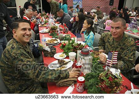 "Christmas dinner for US Soldiers at Wounded Warrior Center, Camp Pendleton, North of San Diego, California, USA" View Large Photo Image Stock Image - "Christmas dinner for US Soldiers at Wounded Warrior Center, Camp Pendleton, North of San Diego, California, USA". Fotosearch