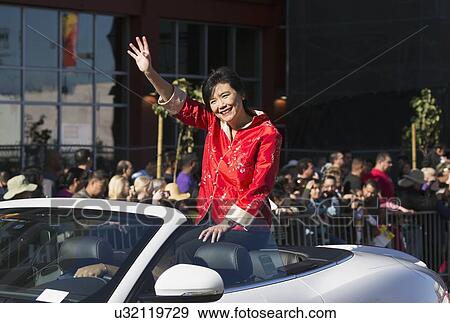 Stock Photo - "Congresswoman Judy Chew, 115th Golden Dragon Parade, Chinese New Year, 2014, Year of the Horse, Los Angeles, California, USA". Fotosearch