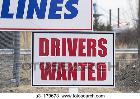 Stock Image - """Drivers Wanted"" near Port of New York / New Jersey, USA". Fotosearch