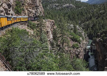 Stock Photo - "Durango and Silverton Narrow Gauge Railroad Steam Engine Train ride, Durango, Colorado, USA". Fotosearch